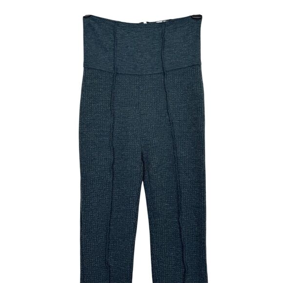 Y2K Urban Outfitters Waffle Knit Flared Pants Small Teal Seamed Thermal Fairy - Picture 2 of 9